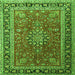 Round Machine Washable Medallion Green Traditional Area Rugs, wshtr1029grn