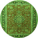 Square Medallion Green Traditional Rug, tr1029grn