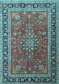 Medallion Light Blue Traditional Rug, tr1029lblu