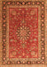 Serging Thickness of Machine Washable Medallion Orange Traditional Area Rugs, wshtr1029org