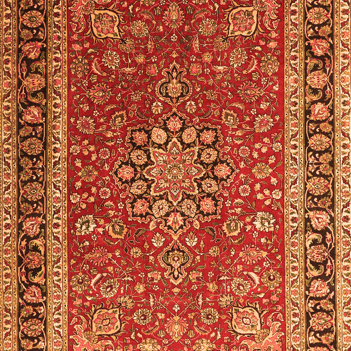 Serging Thickness of Machine Washable Medallion Orange Traditional Area Rugs, wshtr1029org