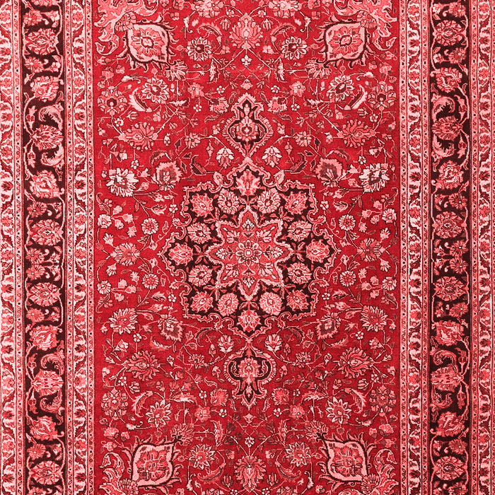 Machine Washable Medallion Red Traditional Rug, wshtr1029red