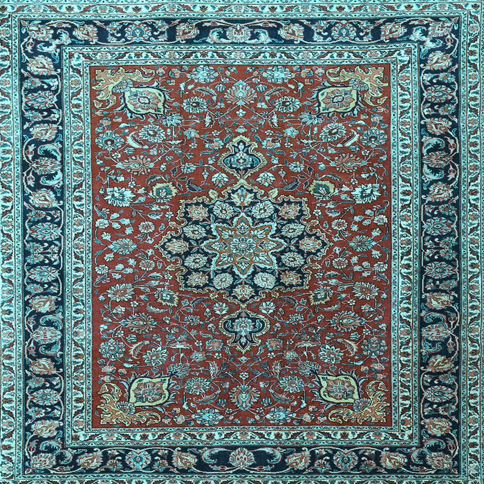 Square Medallion Light Blue Traditional Rug, tr1029lblu