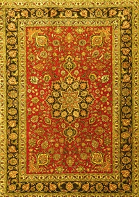 Medallion Yellow Traditional Rug, tr1029yw