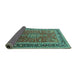 Sideview of Medallion Turquoise Traditional Rug, tr1029turq