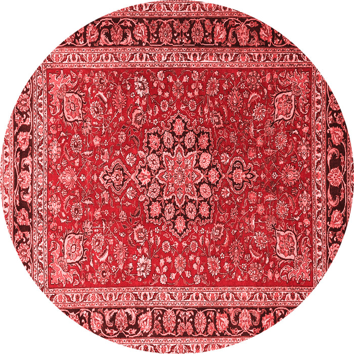 Machine Washable Medallion Red Traditional Rug, wshtr1029red