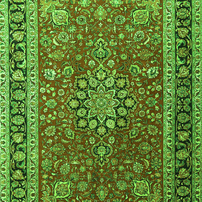 Serging Thickness of Machine Washable Medallion Green Traditional Area Rugs, wshtr1029grn