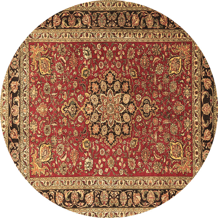 Round Medallion Brown Traditional Rug, tr1029brn
