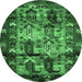 Round Persian Emerald Green Traditional Rug, tr102emgrn