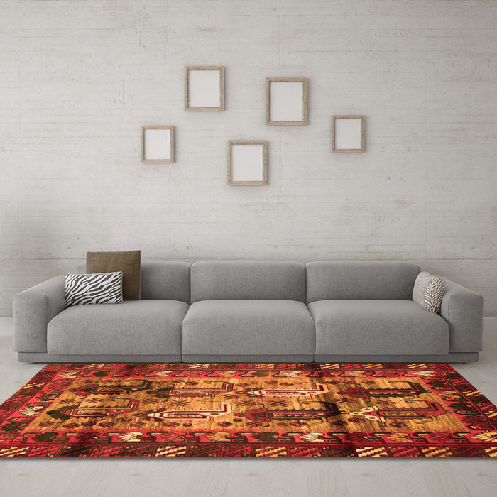 Machine Washable Persian Orange Traditional Area Rugs in a Living Room, wshtr102org