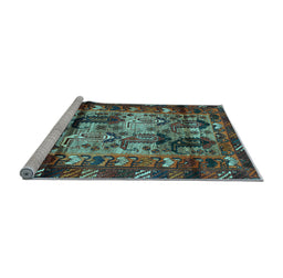 Sideview of Machine Washable Persian Light Blue Traditional Rug, wshtr102lblu