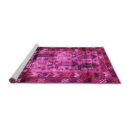 Sideview of Machine Washable Persian Pink Traditional Rug, wshtr102pnk
