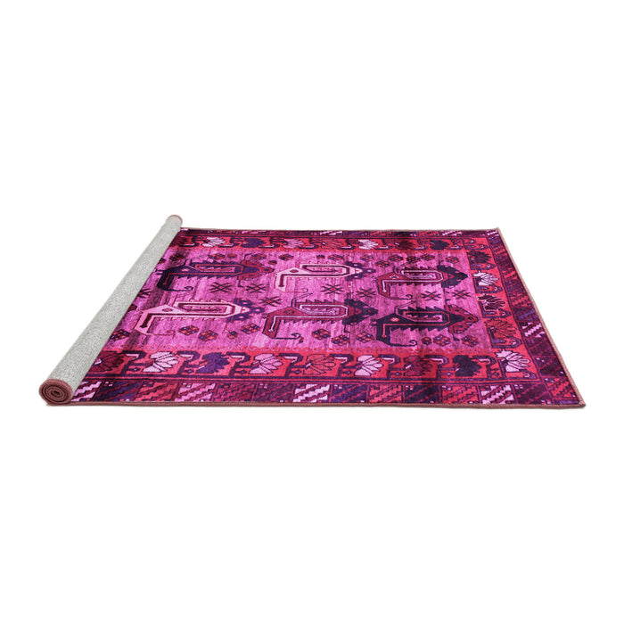 Sideview of Machine Washable Persian Pink Traditional Rug, wshtr102pnk