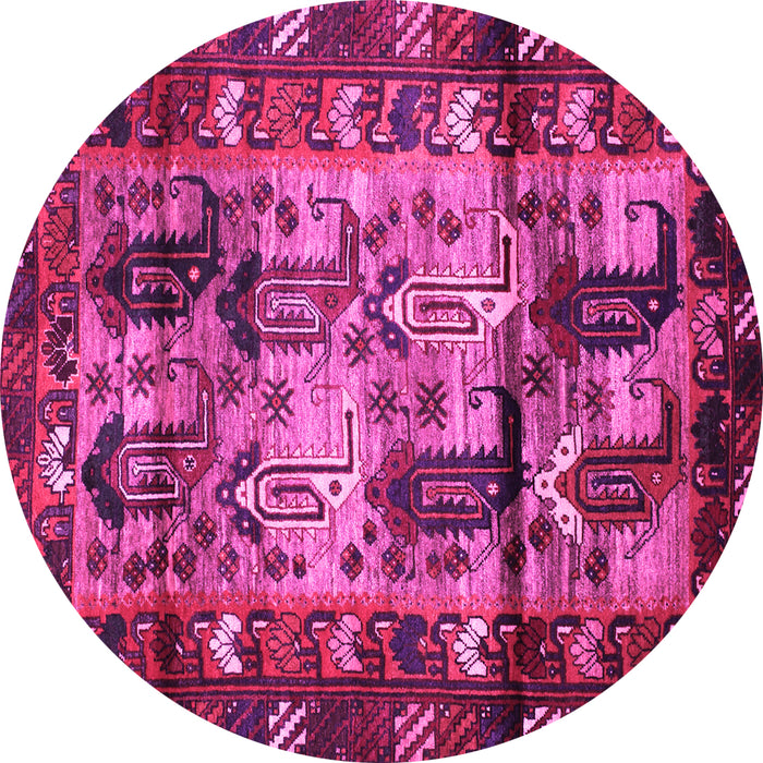 Round Machine Washable Persian Pink Traditional Rug, wshtr102pnk