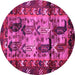 Round Machine Washable Persian Pink Traditional Rug, wshtr102pnk