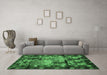 Machine Washable Persian Emerald Green Traditional Area Rugs in a Living Room,, wshtr102emgrn