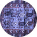 Round Machine Washable Persian Blue Traditional Rug, wshtr102blu