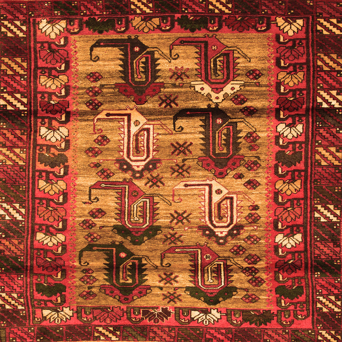 Round Machine Washable Persian Orange Traditional Area Rugs, wshtr102org