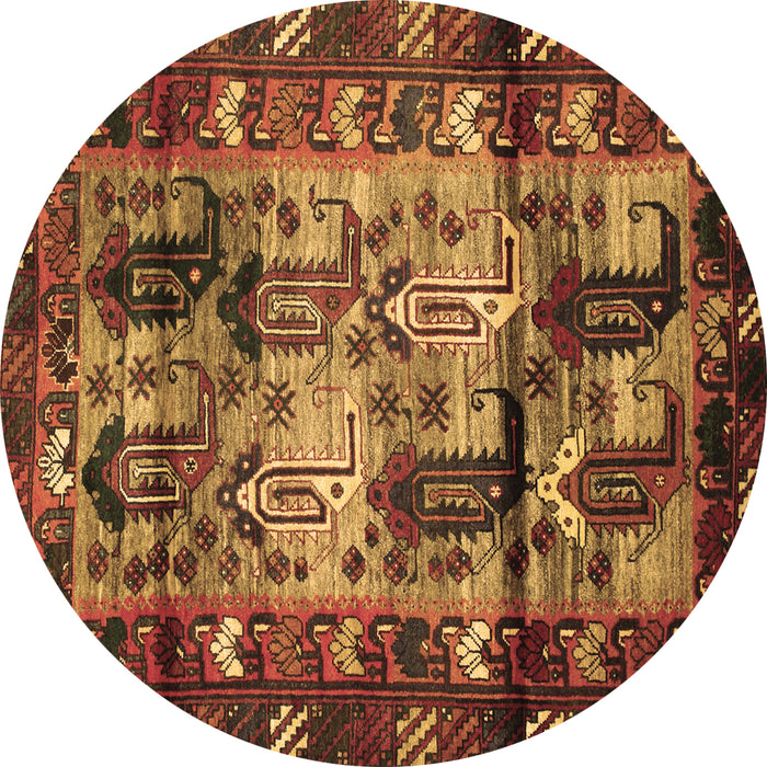Round Machine Washable Persian Brown Traditional Rug, wshtr102brn