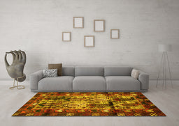 Machine Washable Persian Yellow Traditional Rug in a Living Room, wshtr102yw