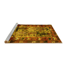 Sideview of Machine Washable Persian Yellow Traditional Rug, wshtr102yw