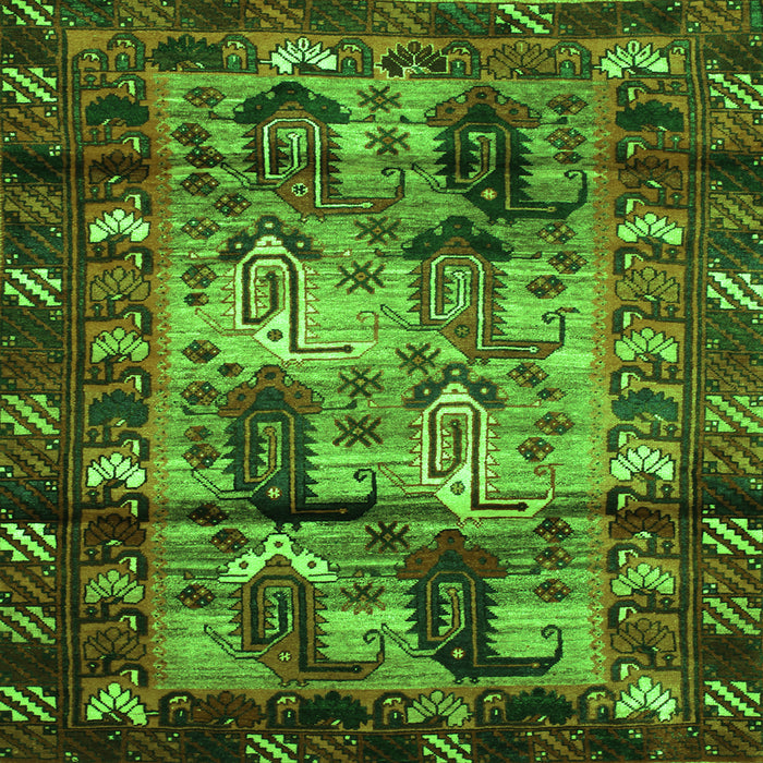Round Machine Washable Persian Green Traditional Area Rugs, wshtr102grn