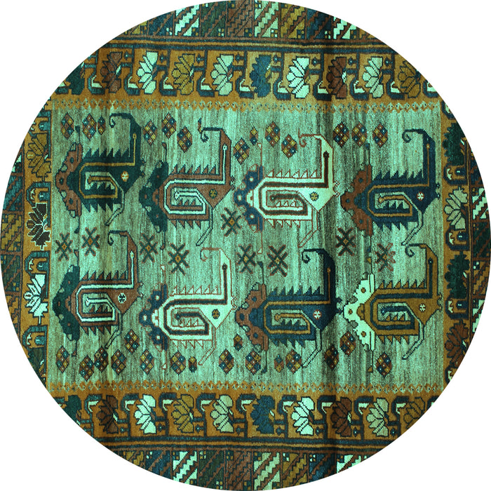 Round Persian Turquoise Traditional Rug, tr102turq