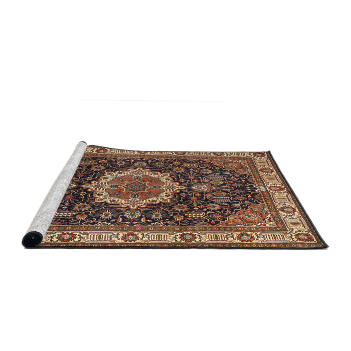 Sideview of Machine Washable Traditional Peru Brown Rug, wshtr1030