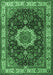 Machine Washable Medallion Emerald Green Traditional Area Rugs, wshtr1030emgrn