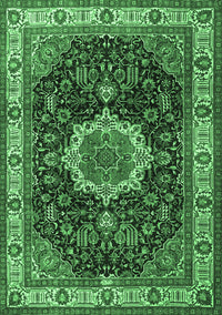 Medallion Emerald Green Traditional Rug, tr1030emgrn