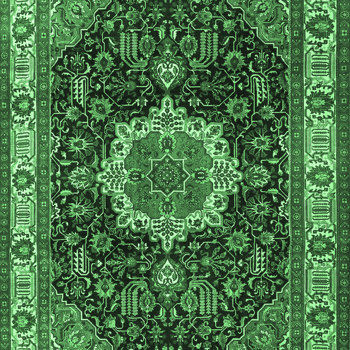 Medallion Emerald Green Traditional Rug, tr1030emgrn