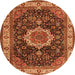 Machine Washable Medallion Orange Traditional Area Rugs, wshtr1030org