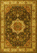 Machine Washable Medallion Yellow Traditional Rug, wshtr1030yw