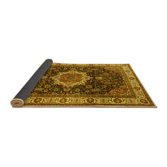 Sideview of Medallion Yellow Traditional Rug, tr1030yw