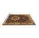 Sideview of Machine Washable Medallion Brown Traditional Rug, wshtr1030brn