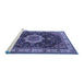 Sideview of Machine Washable Medallion Blue Traditional Rug, wshtr1030blu