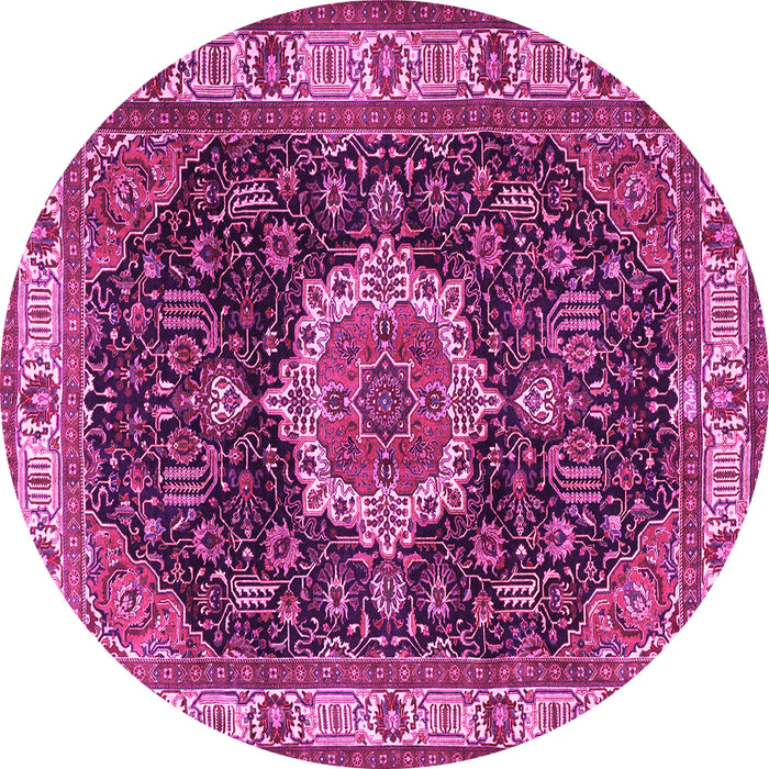 Round Medallion Pink Traditional Rug, tr1030pnk