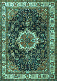 Medallion Turquoise Traditional Rug, tr1030turq