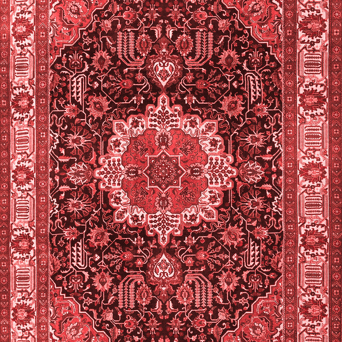 Machine Washable Medallion Red Traditional Rug, wshtr1030red