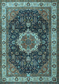 Medallion Light Blue Traditional Rug, tr1030lblu