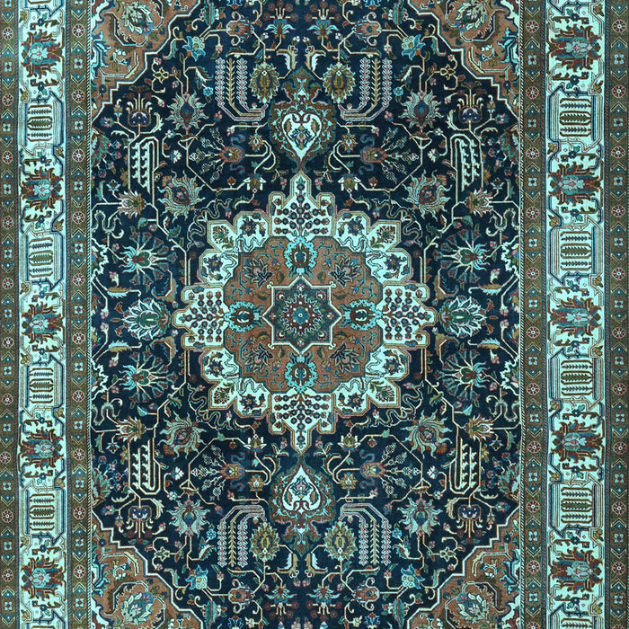 Medallion Light Blue Traditional Rug, tr1030lblu