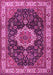 Machine Washable Medallion Pink Traditional Rug, wshtr1030pnk