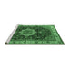 Sideview of Machine Washable Medallion Emerald Green Traditional Area Rugs, wshtr1030emgrn