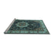 Sideview of Machine Washable Medallion Light Blue Traditional Rug, wshtr1030lblu