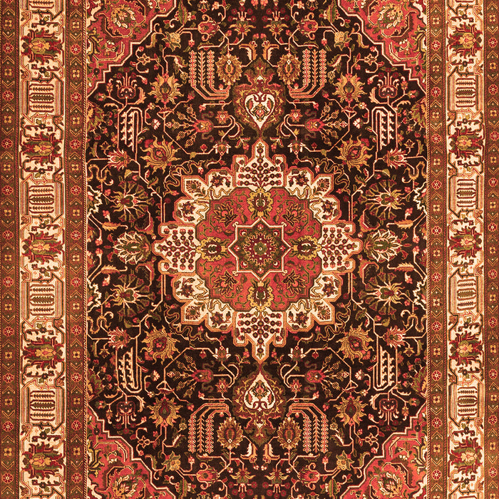 Serging Thickness of Machine Washable Medallion Orange Traditional Area Rugs, wshtr1030org