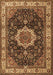 Machine Washable Medallion Brown Traditional Rug, wshtr1030brn