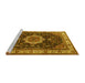 Sideview of Machine Washable Medallion Yellow Traditional Rug, wshtr1030yw