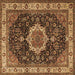 Square Medallion Brown Traditional Rug, tr1030brn