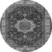 Machine Washable Medallion Gray Traditional Rug, wshtr1030gry