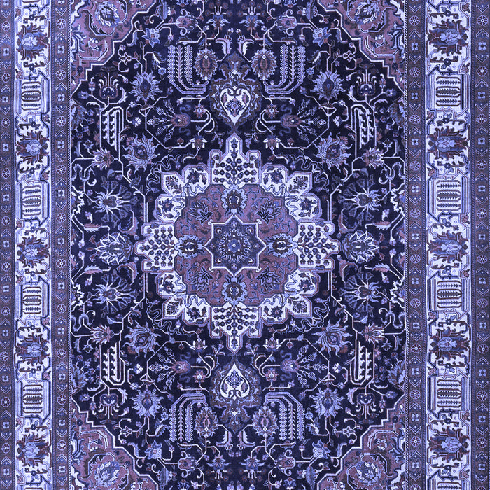 Machine Washable Medallion Blue Traditional Rug, wshtr1030blu
